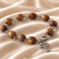 OLIVE WOOD DECADE ROSARY BRACELET
